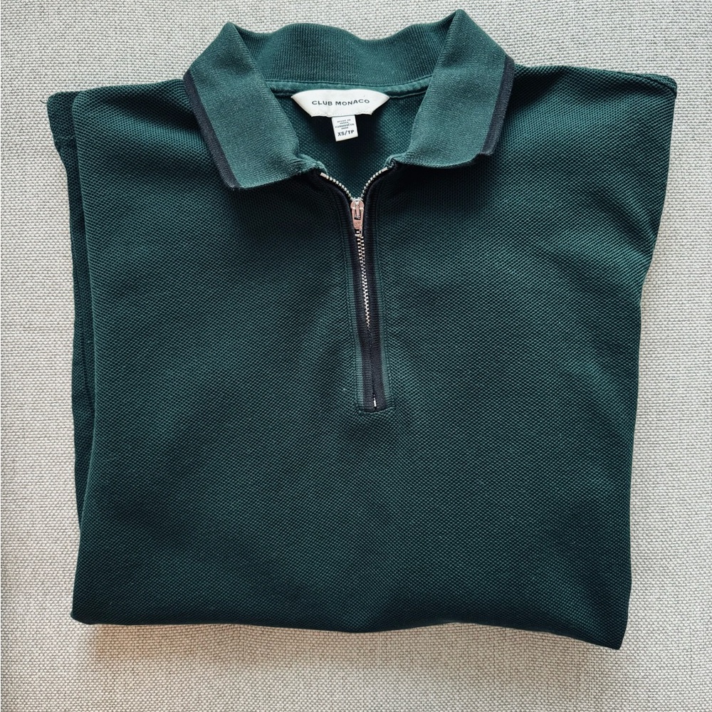 Club Monaco Long Sleeve Polo Zip-Up Sweater